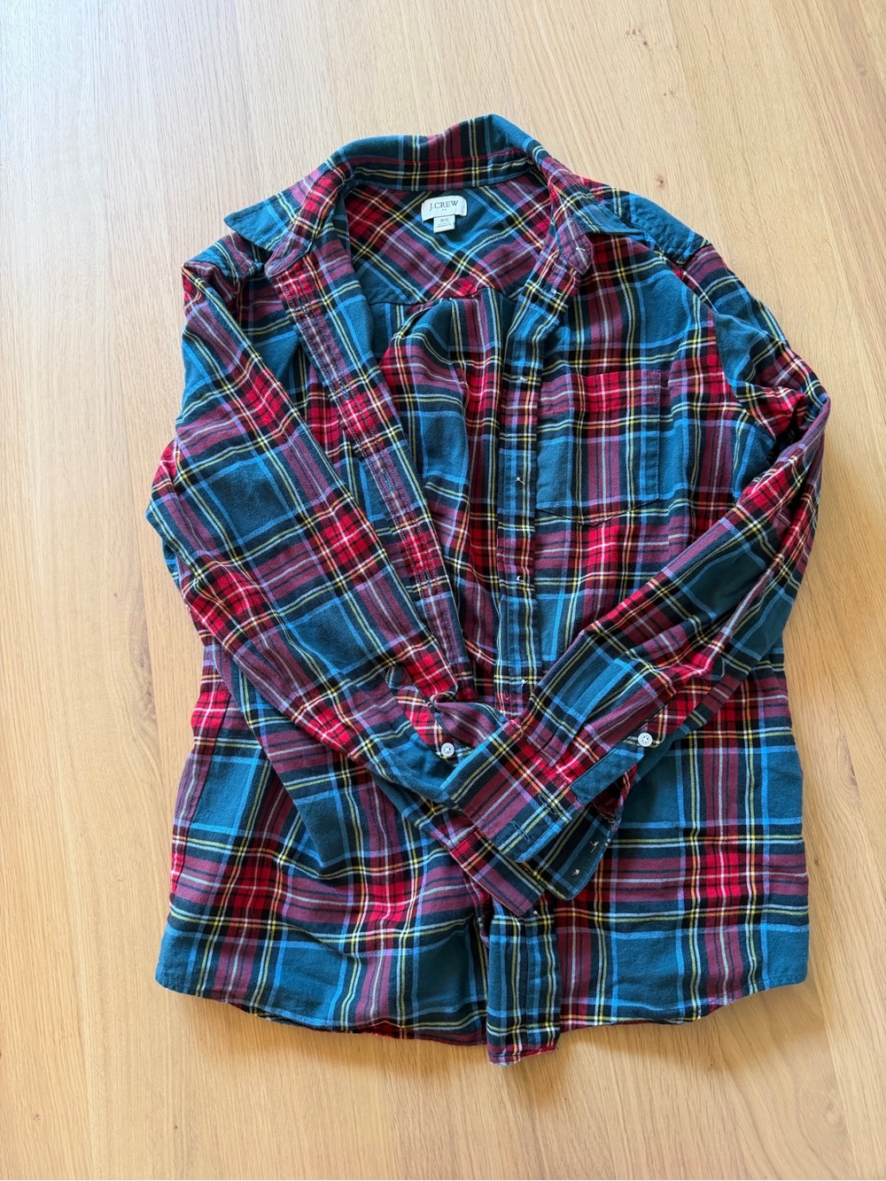 J. Crew Factory Red & Blue Plaid Button-Down Shirt women’s XS